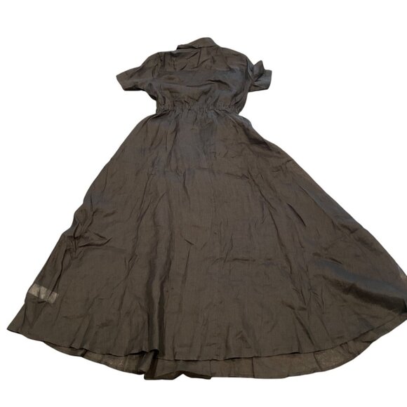 NWT J.Crew Women's Sz 6 Black Cerise Shirt-Dress Ramie A-Line Midi Lined CK661 - Picture 8 of 11